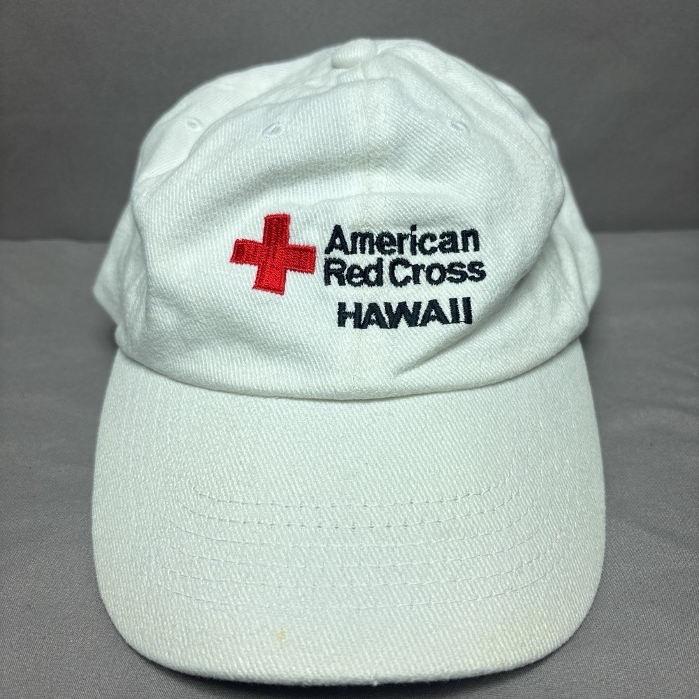 Vintage American Red Cross Hawaii x Matson Strapback Hat Mohr's White